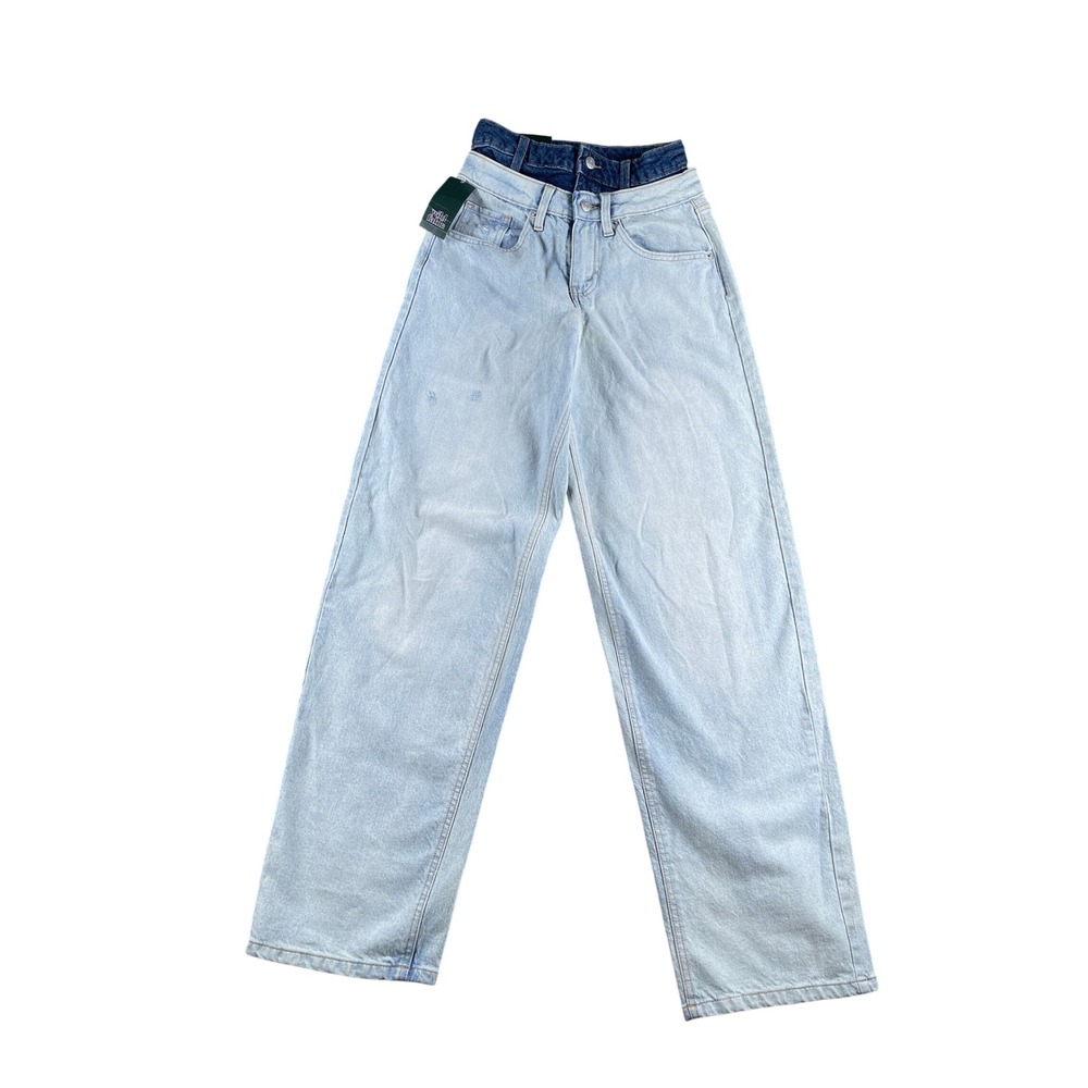 Wild Fable Double Waistband Wide Leg Jeans Light Wash EasyRigid Size 0 NWT